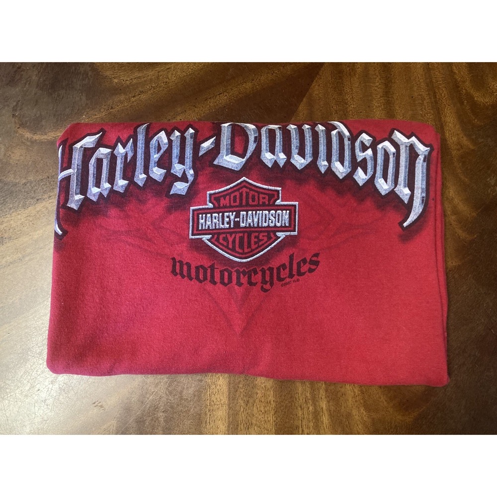 Harley Davidson Bayside Portsmouth, Va. Red T-shirt Mens L Civil War Ships - Picture 9 of 10
